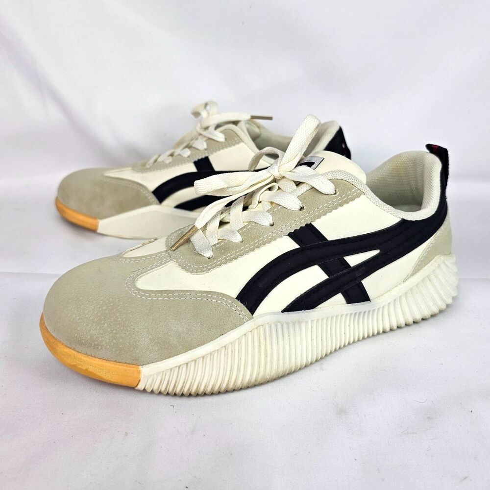 De Florance DF Sneakers Women’s 8.5 Cream Beige Black Retro Chunky Low Top